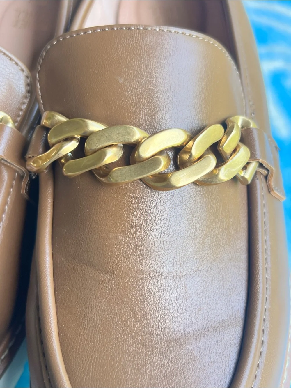 Time and Tru Women's Faux Leather Comfort Loafer with Chain Accent.